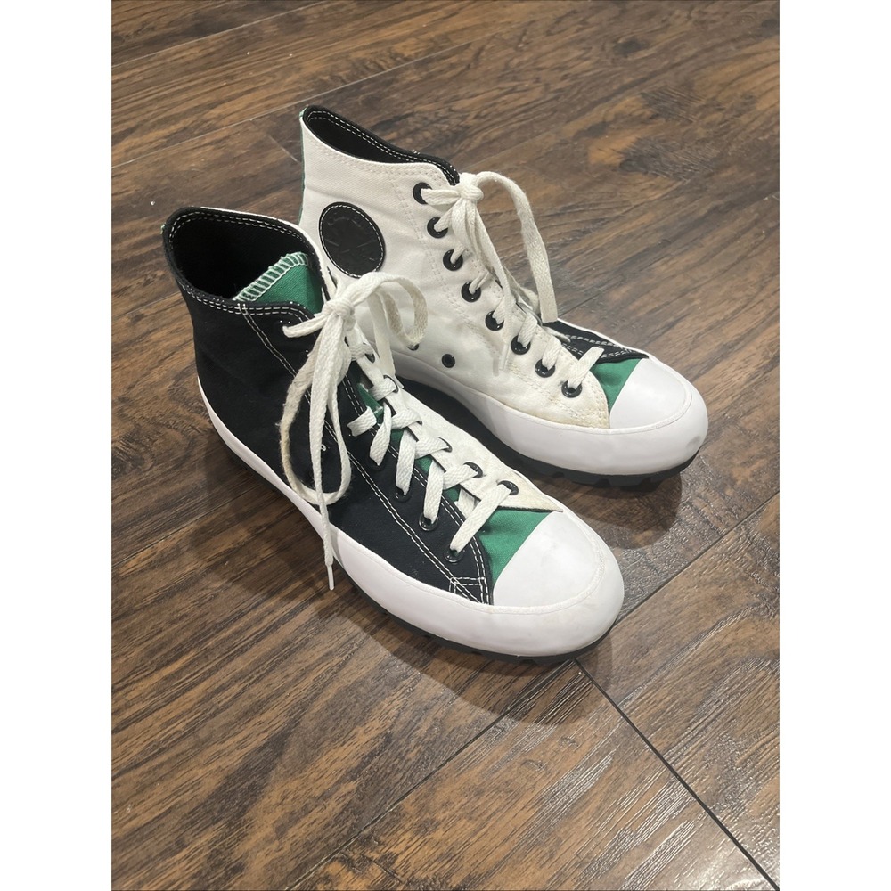 Converse Chuck Taylor All Star Lugged High Top Women's Sz 9.5 Black White Green - Picture 2 of 11